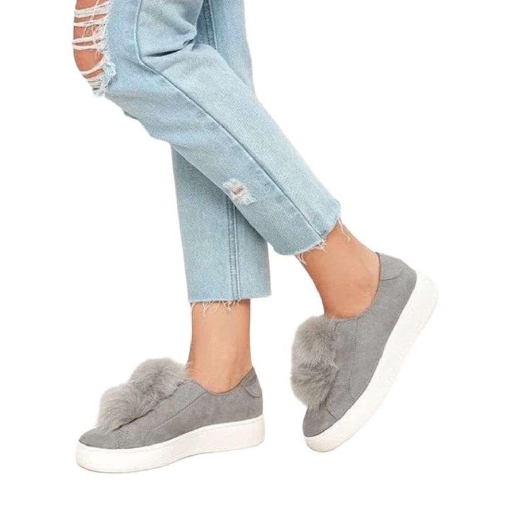 Steve Madden Bryanne Platform Pom Pom Sneakers in Grey